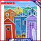 Oil Paint By Numbers Sea Colorful House Frameless Picture Craft Kit for Home