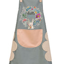 Printed Kitchen Apron Cute Women Non-woven Home Waterproof Pinafore (Blue) Newly