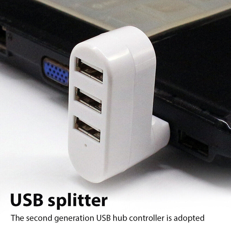 USB3.0 Hub Adapter Rotate High Speed U Disk Reader Splitter 3-Port (White)