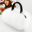 White Women Pretty Cute Faux Rabbit Fur Handbag Shoulder Messenger Bag Tote