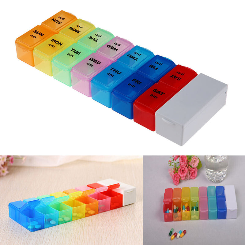 domybest Removable Pill Organizer Box One Week Bin PM Medication Taking