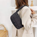 Fashion Women Solid Color Lattice Shoulder Bag Autumn Winter Small Underarm Bags