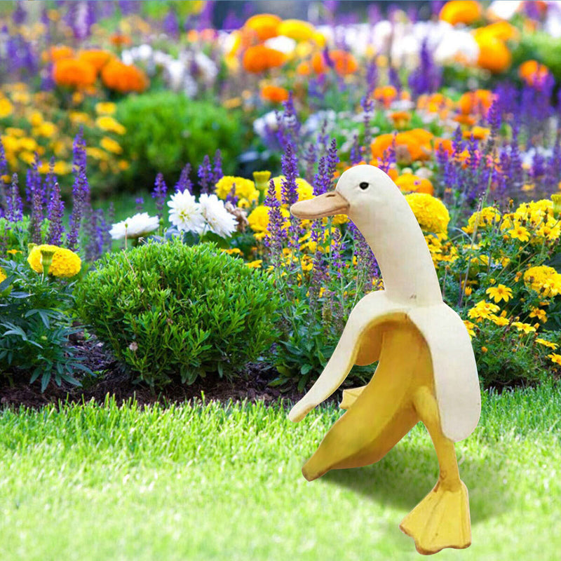 Banana Duck Art Statue Whimsical Peeled Banana Duck Decoration for Garden Yard