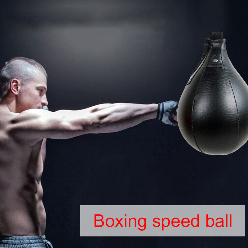 PU Boxing Speed Ball Training Inflatable Punching Pear-Shaped Bag (Black)
