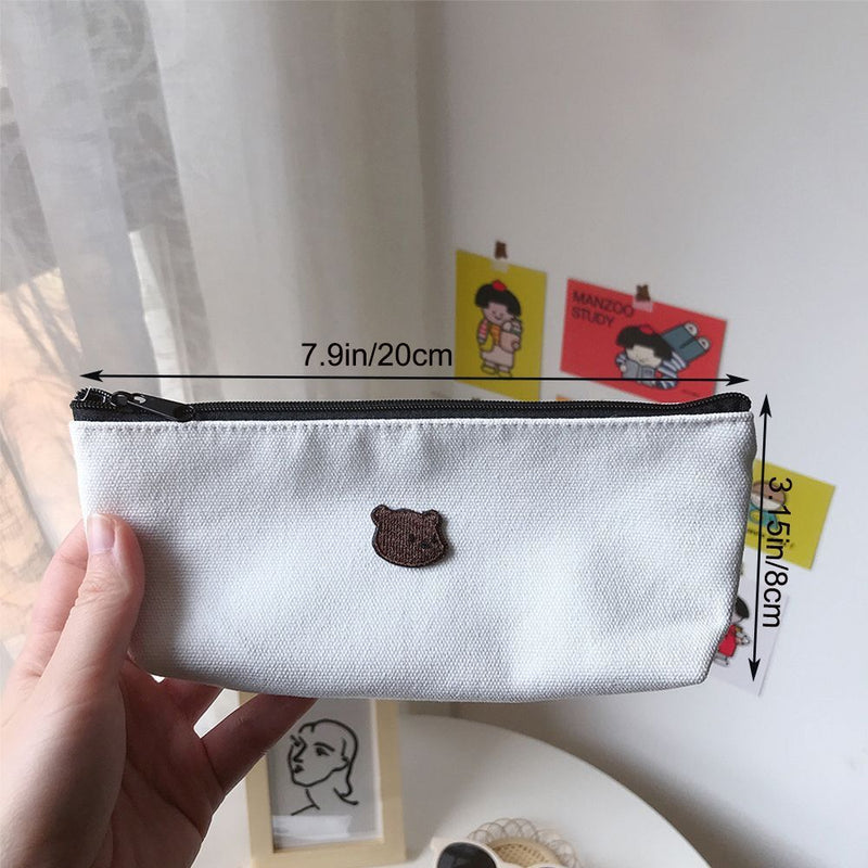 Stationery Supplies Cosmetic Bag Cute Embroidery Bear Cat Pen Box Pencil Case