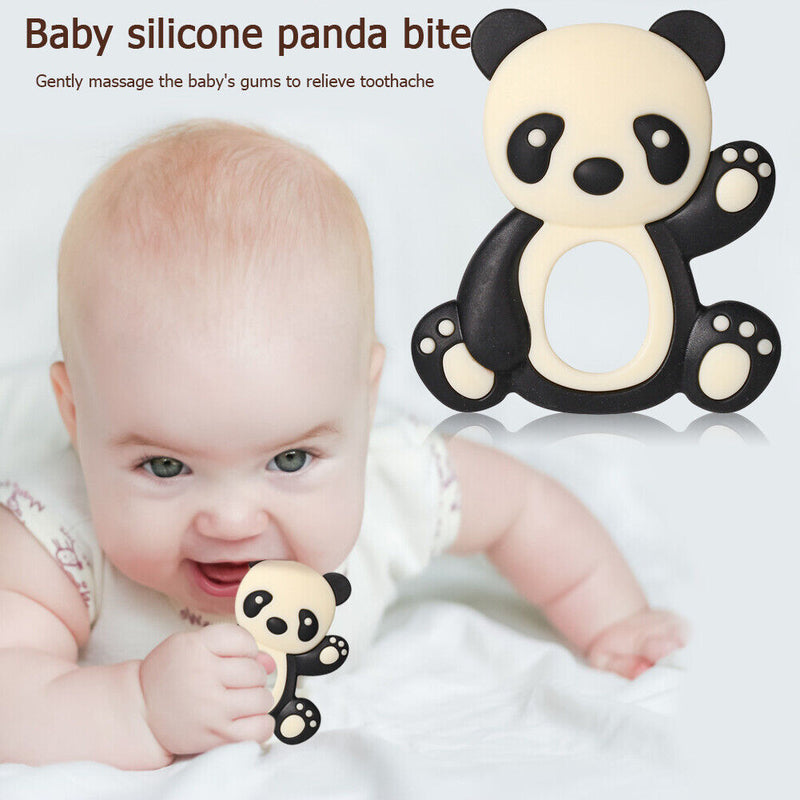 Baby Silicone Teether Cartoon Panda BPA Free Infant Chewing Toys (Black)