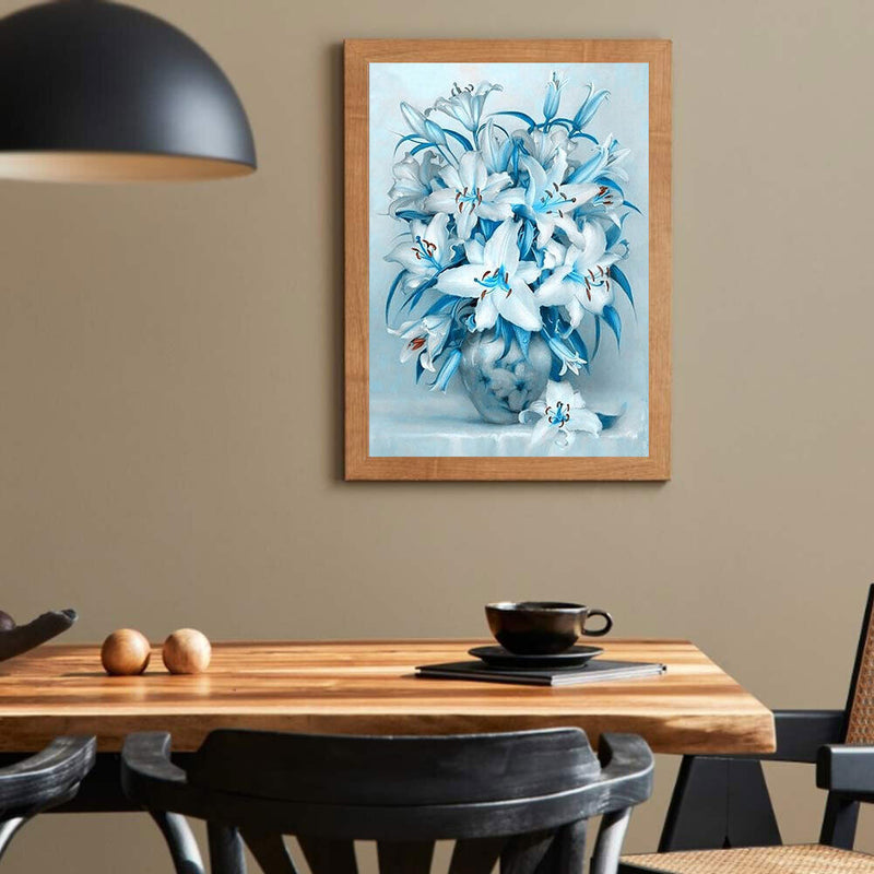 5D DIY Diamond Painting Blue Lily Kits Full Round Drill Wall Rhinestone Decor