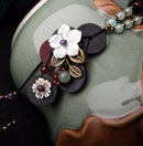 crystal wooden necklace Shell flowers Long pendants Ethnic exotic necklace