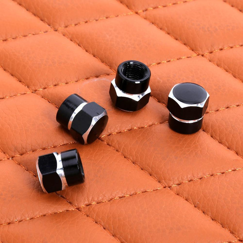 4pcs Universal Aluminum Car Wheel Tire Valve Stem Caps Dust Covers (Black)