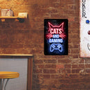 Cats and Gaming Retro Metal Plate Tin Sign Poster Plate Wall Art Home Decor