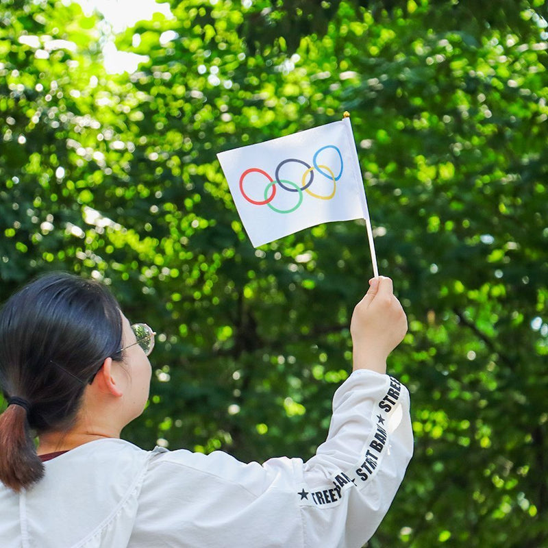 Desk Decor Fade Resistant Hand Flag Olympics Style Held Flags Five Ring Pattern