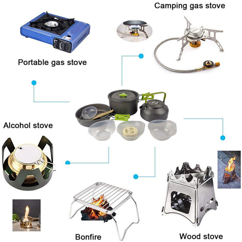 Hiking Cooking Equipment Tableware Kettle Camping Cookware Kitchen Utensils Set