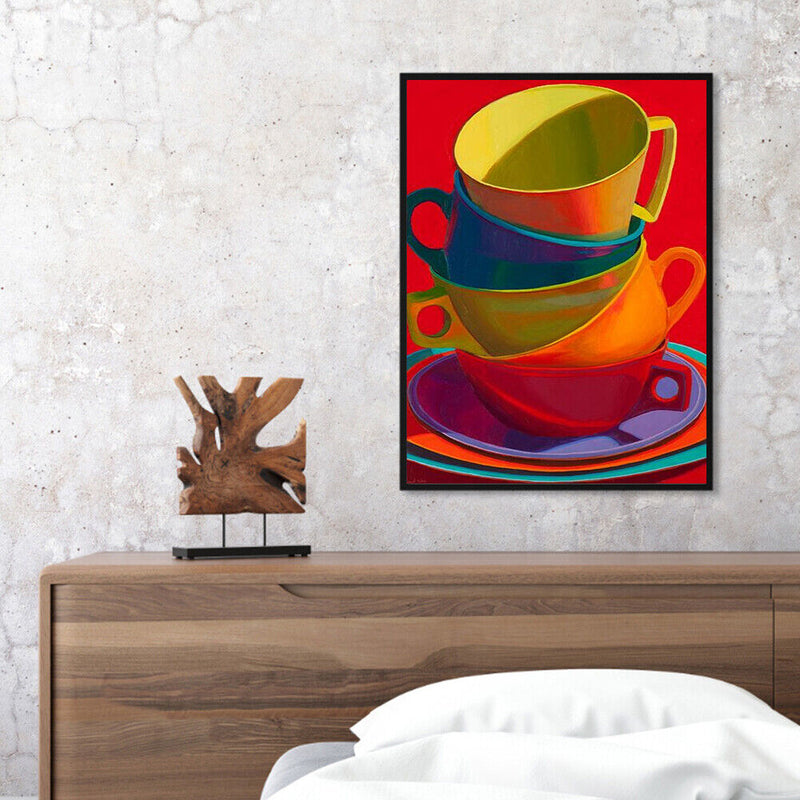Oil Paint By Numbers Cup Frameless Picture Craft Kit for Bedroom Living Room