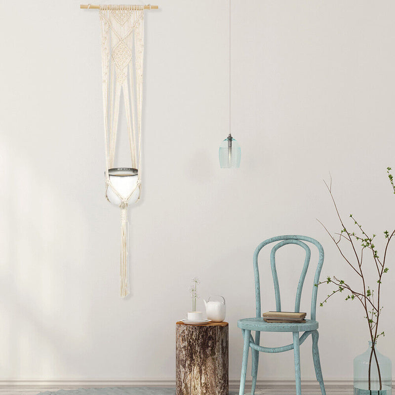 87-175cm Handmade Flower Pot Net Bag Macrame Braided Plant Hanging Basketball Hanger