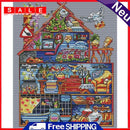 Cotton Thread Embroidery Set House Counted Full Cross Stitch Art Craft for Gifts