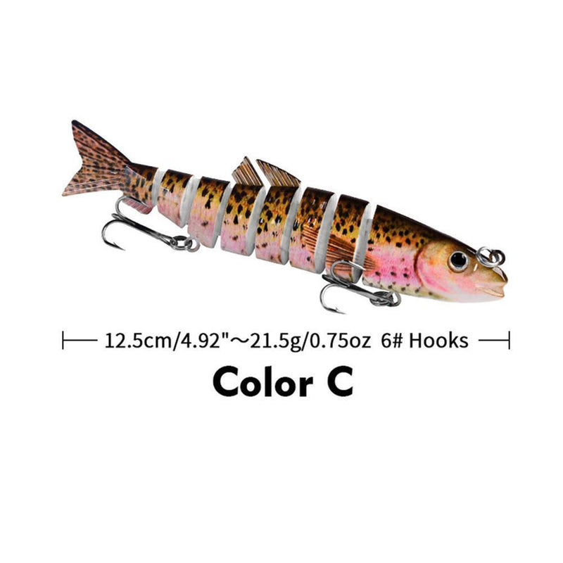 Multi Jointed 12.5cm 21.5g Lures Artificial Wobbler Fishing Hard Bait (C)