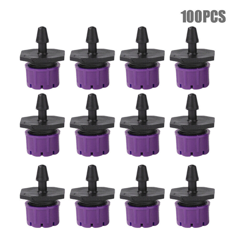 100pcs Adjustable Water Dropper Irrigation Hose Drip Head (Purple)