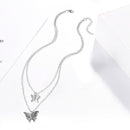 Two-layer Necklace Hollow Butterfly Pendant for Women Long Chunky Choker Jewe
