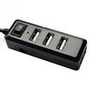 Portable USB HUB Splitter with Switcher 4 USB 2.0 Extension Adapter (Black)