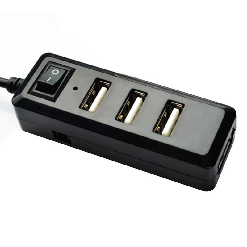 Portable USB HUB Splitter with Switcher 4 USB 2.0 Extension Adapter (Black)