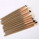 12pcs Professional Eye Makeup Brushes Set Eyeshadow Eyeliner Tool (Brown)
