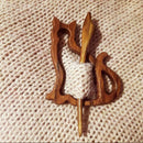 Wooden Animal Brooch DIY Craft Badge Cartoon Pin Sweater Clasp (Cat) Newly