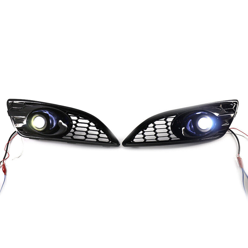 For Ford Fiesta JA8 13-17 White Lens Fog Lights Headlight Cover Hood Grill Kit