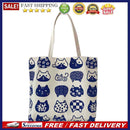 Women Cartoon Cat Print Shopping Bags Casual Large Capacity Canvas Shoulder Bag