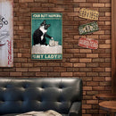 Table Cat Retro Metal Plate Tin Sign Plaque Poster for Bar Club Cafe Home