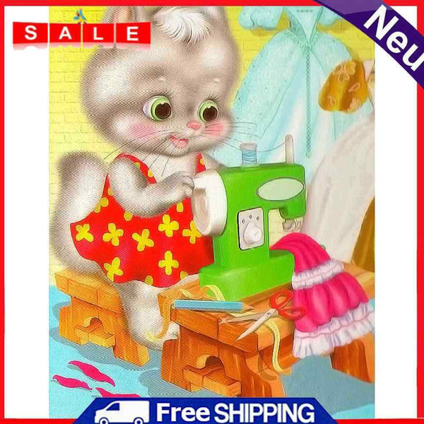 5D DIY Diamond Painting Kitten Sewing Embroidery Full Drill Cross Stitch Mosaic