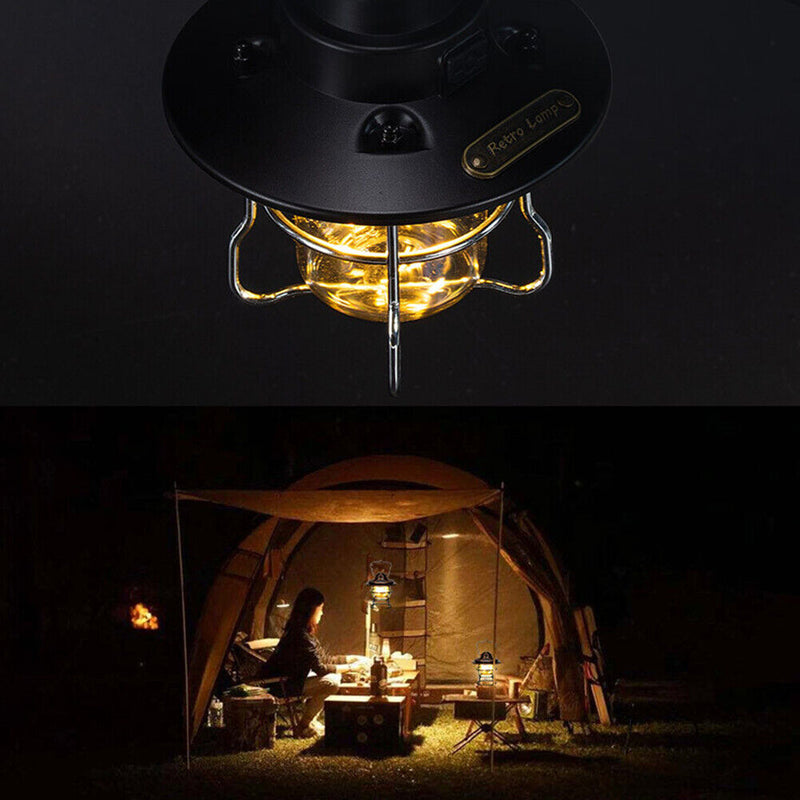 Mini Retro Camping Lantern IP65 Waterproof Hanging Tent Lamp 3 Modes for Camping