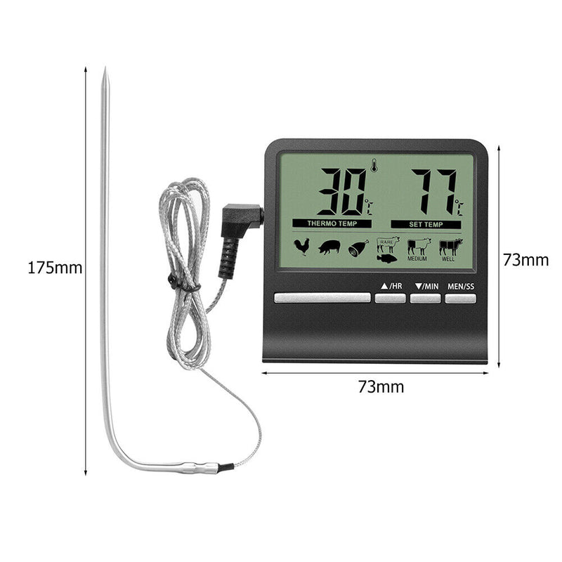 Digital Kitchen Food Thermometer Probe Meter Oven Meat Cooking Alarm Timer