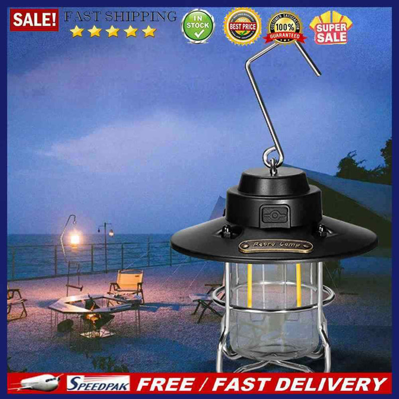 Mini Retro Camping Lantern IP65 Waterproof Hanging Tent Lamp 3 Modes for Camping