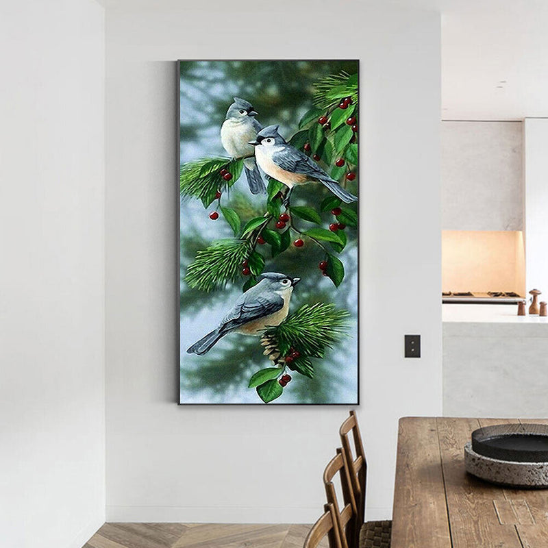 Birds on Branch Oil Paint By Numbers Kit DIY Handpainted on Canvas Wall Art