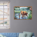 5D DIY Full Drill Diamond Painting Horse Drinking Cross Stitch Embroidery Craft
