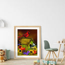 Full Round Drill Drawing Picture Red Bird Diamond Painting Living Room Ornament