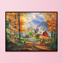 Full Cross Stitch 11CT Cotton Thread DIY Autumn Forest Printed Embroidery K