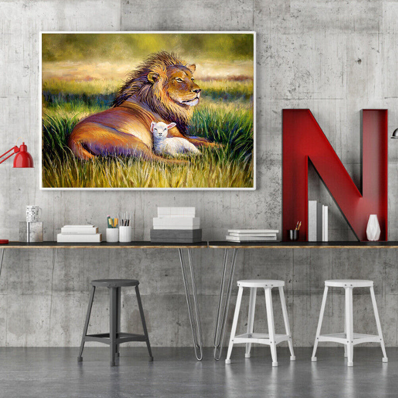Paint By Numbers for Kids Adults Beginner Lion and Lamb DIY Acrylic Painting Kit