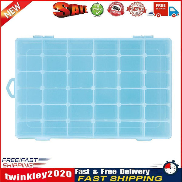 Adjustable 36 Compartment Plastic Storage Box Jewelry Earring Case?Blue? Newly