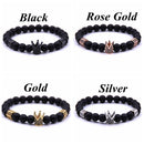 Yoga Rope Mens Cuff Bangles Crown Bracelets Steel Titanium Beaded Bracelet
