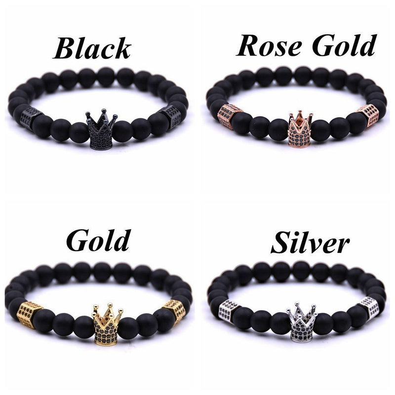 Yoga Rope Mens Cuff Bangles Crown Bracelets Steel Titanium Beaded Bracelet