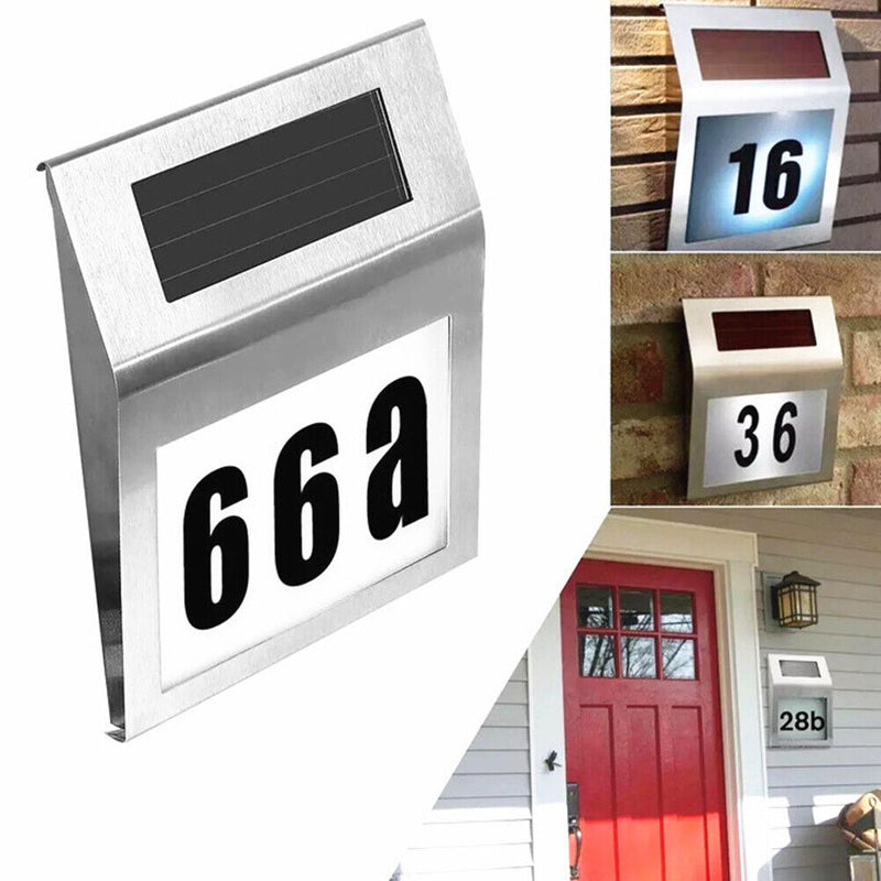 House Number LED Solar Lamp Waterproof Outdoor Address Number Sign Light Newly