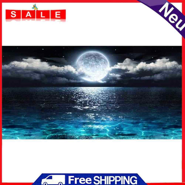 Full Drill Round Diamond DIY 5D Sea Moon Painting Kit Rhinestone Drawing Gift
