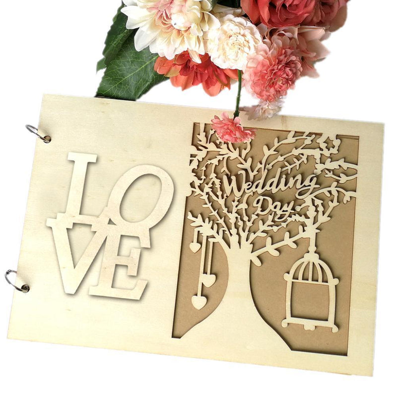 Wedding Guest Book Wooden Heart Hollow Engagement Guestbook Name Sign Board