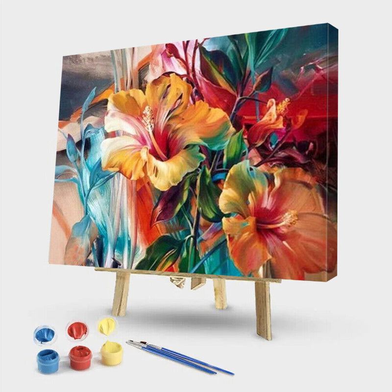 Painting By Numbers Kit DIY Colorful Flowers Canvas Oil Art Picture Craft