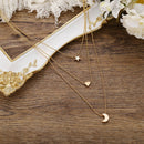 Lady Moon Star Love Pendant Necklace Retro Women Multi Layer Clavicle Chain