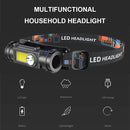 LED COB Headlamp Flashlight USB Rechargeable Mini Magnet Outdoor Headlight