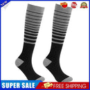 Anti-slip Soccer Hiking Socks Striped Cycling Knee Length Socks (Grey)