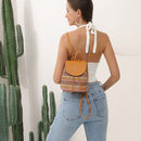 #A Women Straw Shoulder Backpack Boho Summer Beach Embroidery Woven Schoolbags