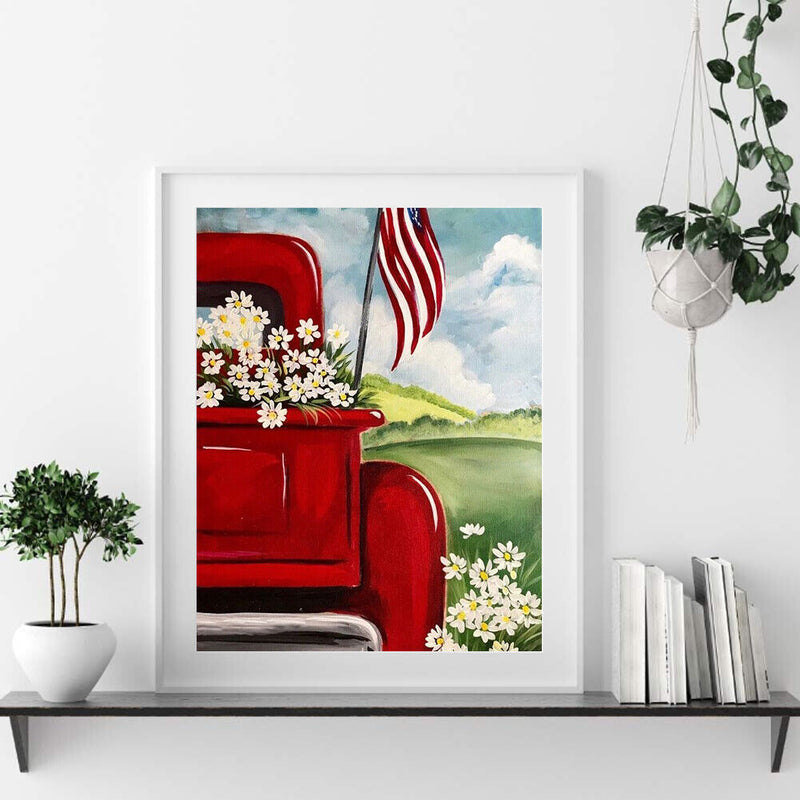 Flower Car Oil Paint by Numbers Hand Painted Frameless Picture Home DIY Ornament
